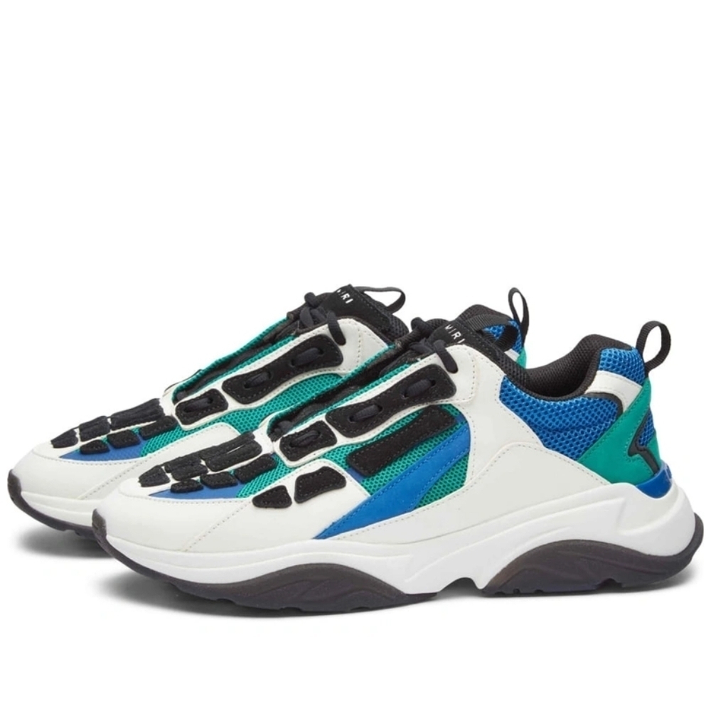 Amiri Bone Runner Sneakers in Black/Teal size 15 BNWB (damaged box)